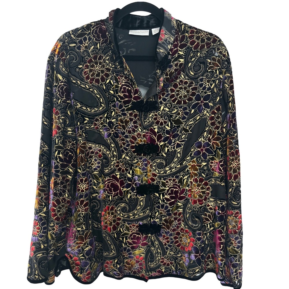 Drapers & Damons Petite XL Silk Blend‎ Burnout Velvet Top Jacket Whimsigoth Dark